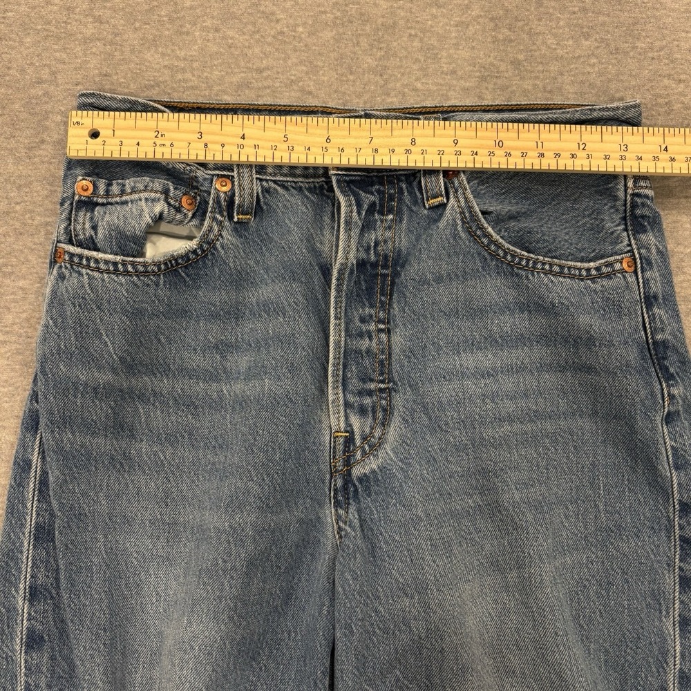 Levi's Premium Ribcage Straight Jeans Womens Size 27x25.5 Blue Medium Wash Denim - Picture 5 of 12